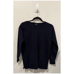 J.CREW Navy Blue Wool Pockets Front Sweater